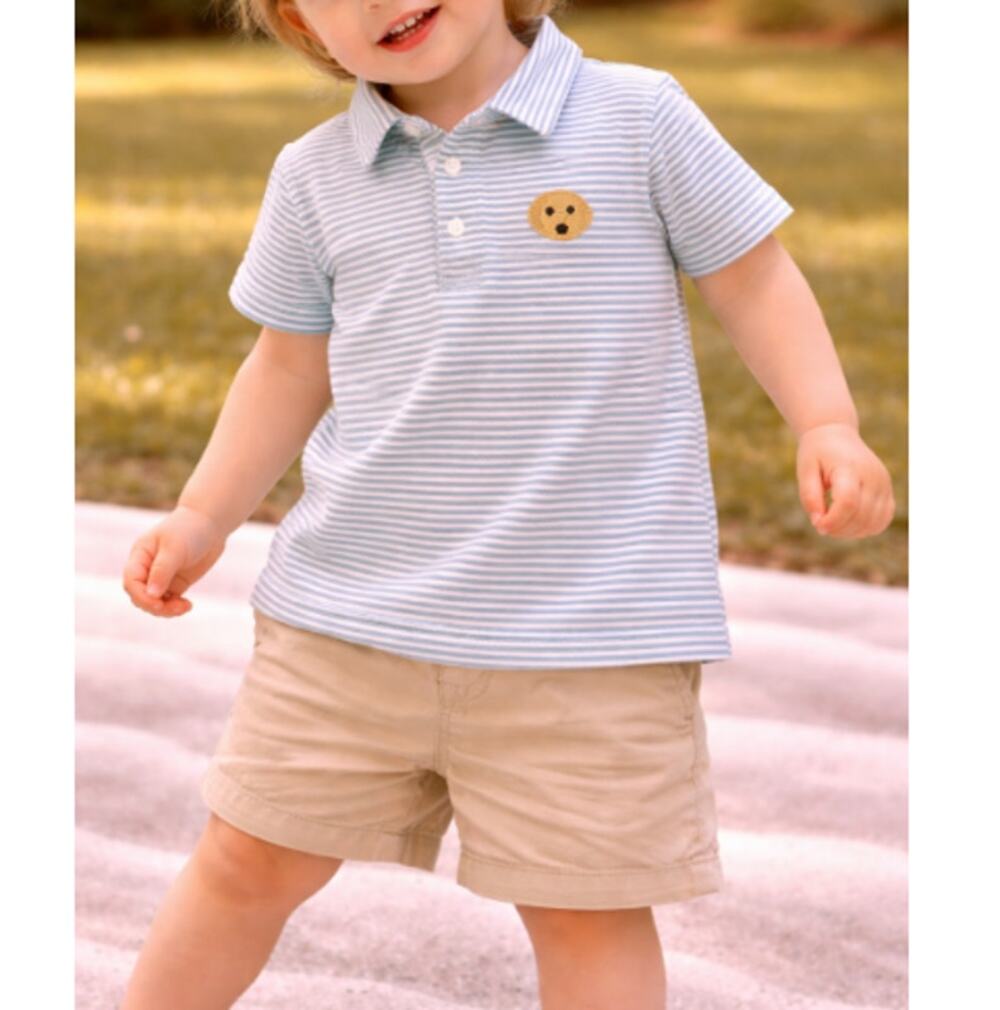 Itsy Bitsy Baby Blue Striped Soft Cotton Short Sleeve Polo T-Shirt Size 18 M